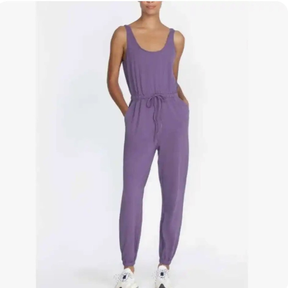 Johnny Was Purple Sleeveless Drawstring Jumpsuit